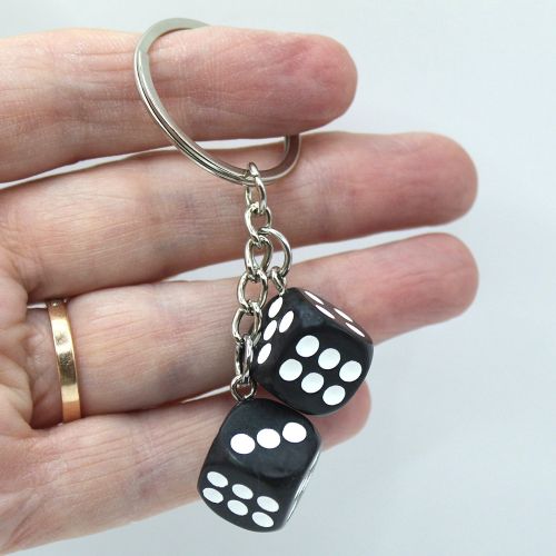 Lucky Black Dice Keyring
